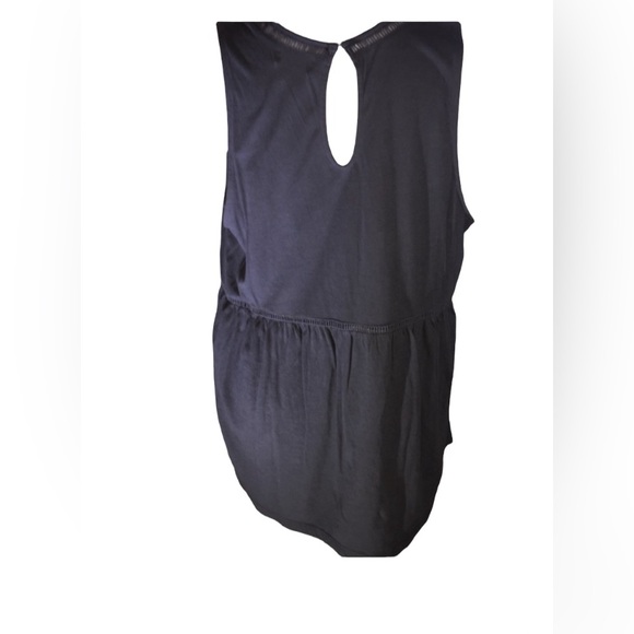 Old Navy Dark Gray Cotton Blend Inset Lace Tank Top Keyhole Back Size XL - Picture 3 of 3